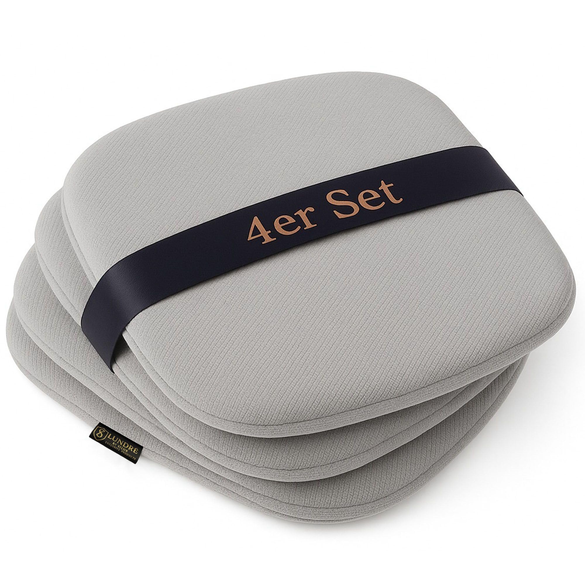 SILUK Sitzkissen 40 x 40 x 4 cm – Royal Velvet Velours, 4 cm dick & weich, Abnehmbarer Bezug mit Reißverschluss (handwaschbar) – 4er Set – passend für IKEA GRÖNSTA & ODGER (Graue Ziegelstruktur)