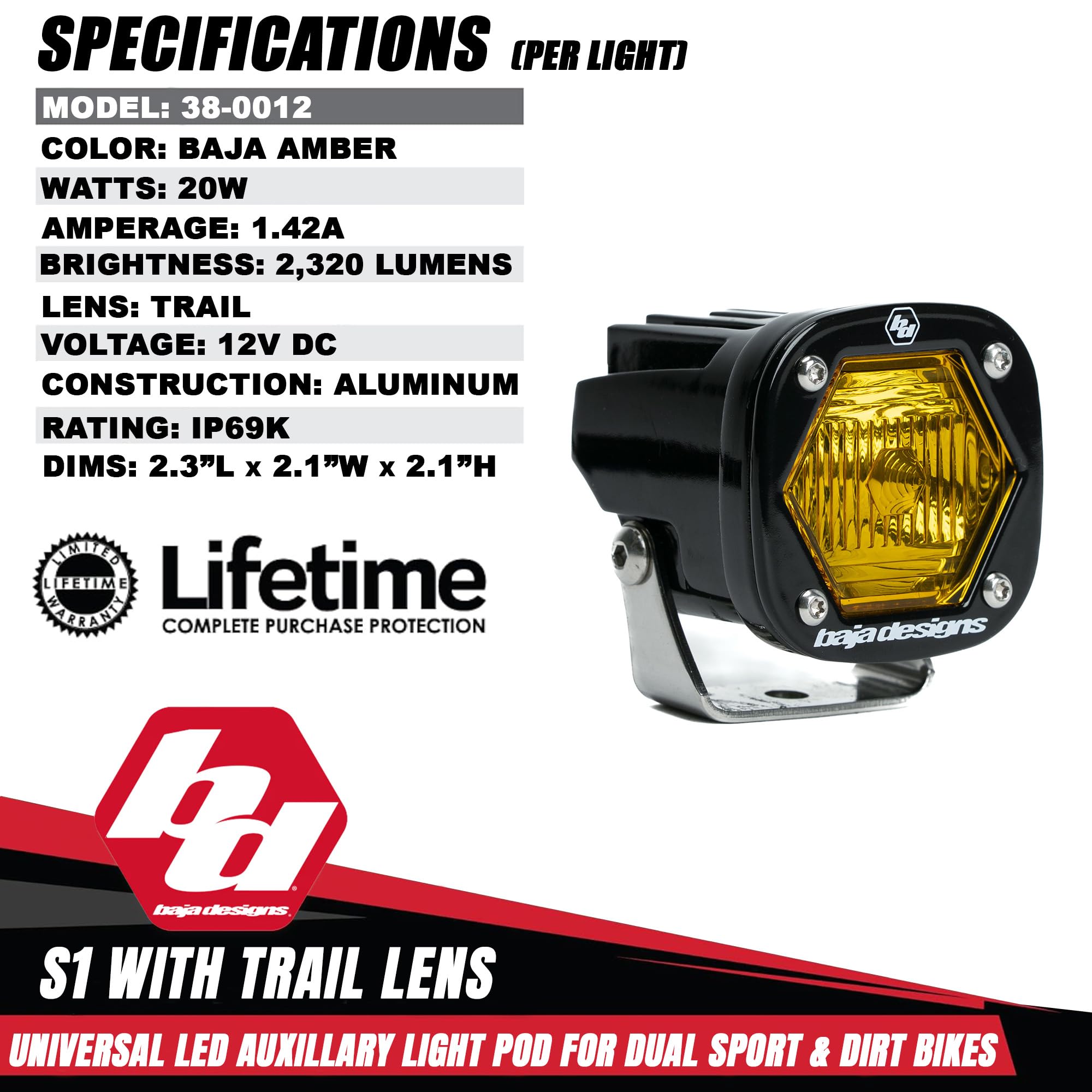 Amazon.com: Baja Designs S1 Trail Black LED Light Pod for Dual