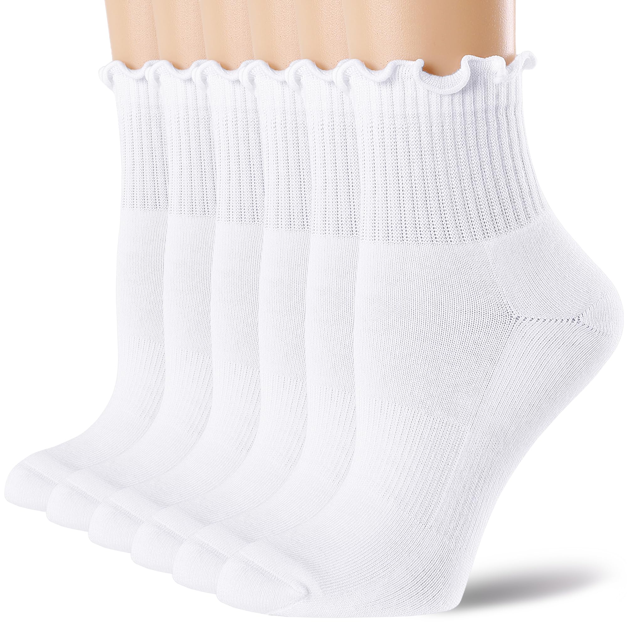 Mcool Mary Womens Ruffle Athletic Socks Cotton Cushioned Ankle Socks Cute Running Tennis Cycling Frilly Crew Sock for