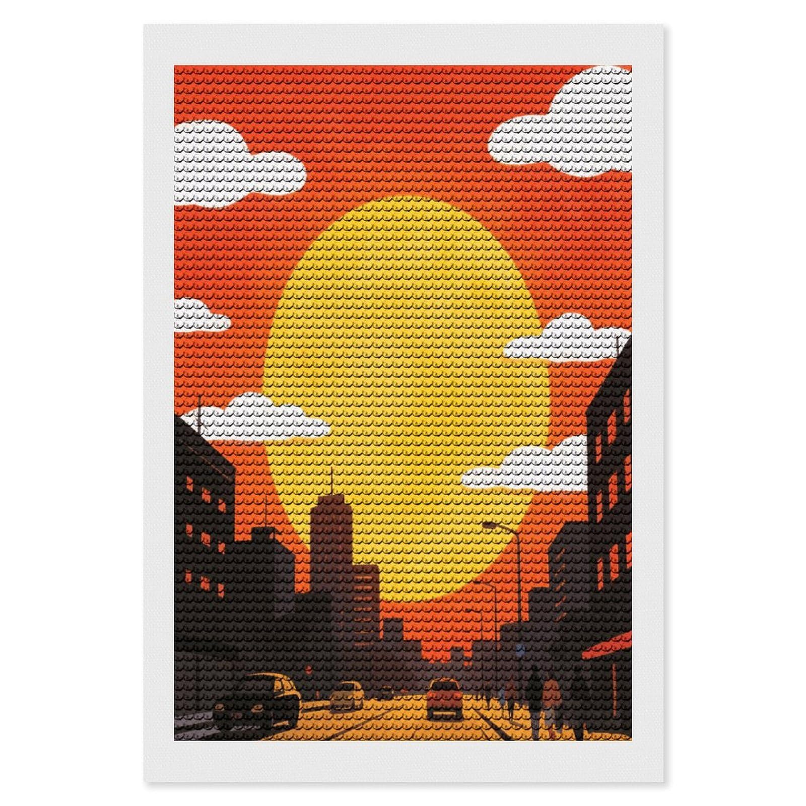 FekiLoot Sunset Paint by Numbers Kit for Adults Beginner DIY Diamond Dots Paintings Round Full Drill Diamond Art Kits Picture Diamond Art Painting Kits for Home Decor 8"x12"