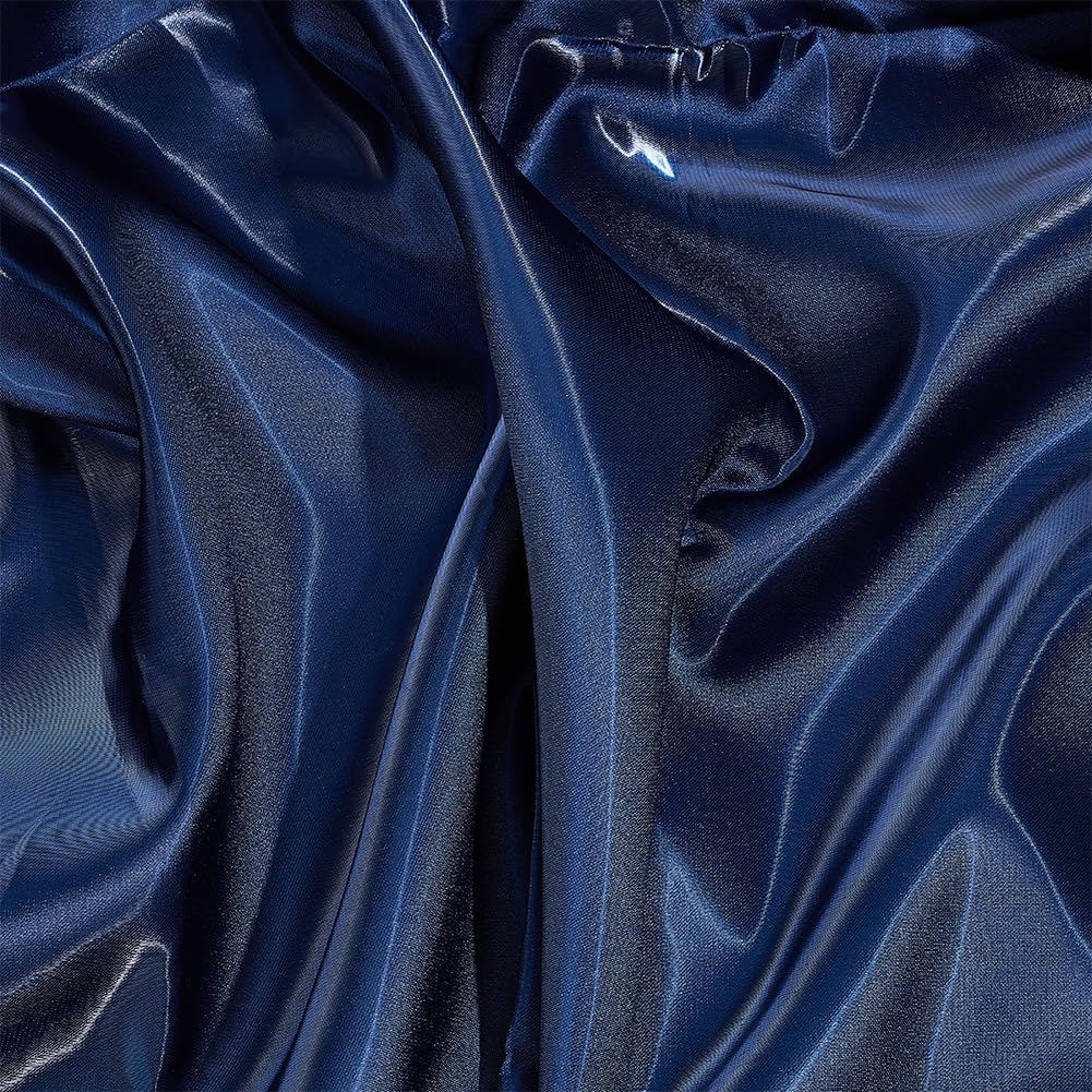 BENECREAT 59x59 Inch Luxurious Liquid Bridal Satin Fabric, Midnight Blue Polyester Satin Fabric for Wedding Dress Making, Evening Gowns & Home Decor Projects