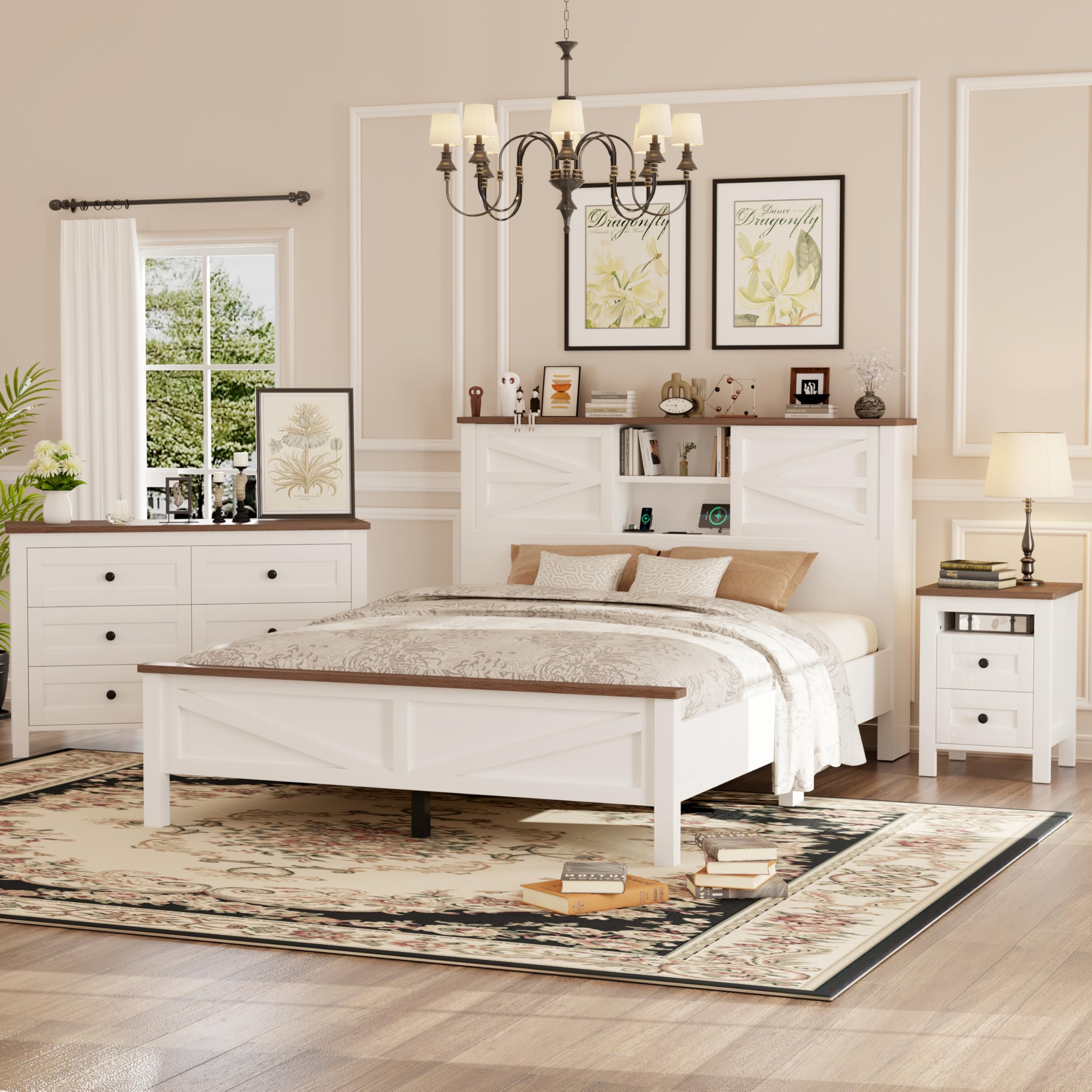 Amazon.com: LUMISOL 3-Piece Queen Size Bedroom Set, Wood Platform