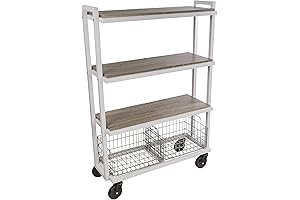 Mobile Storage Cart System, 4-Tier, Caster Wheels, PN 23350331, in White