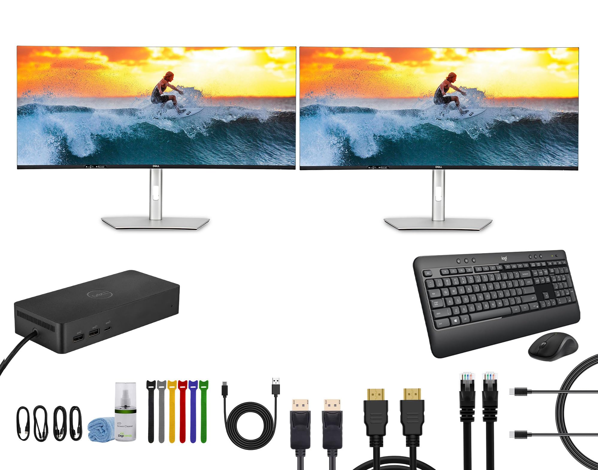 Dell UltraSharp U4025QW 40 Class 5K2K WUHD Curved Screen LED Monitor Bundle with 2X Monitors Universal Dock -