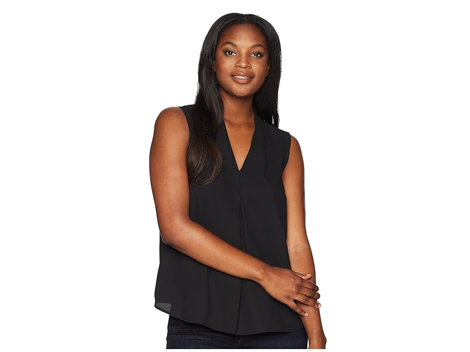

Nine West Sleeveless V-Neck Blouse with Inverted Pront Pleat (Black) Women's Blouse