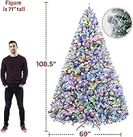 Vista 93 de Yaheetech 7.5ft Pre-lit Spruce Artificial Christmas Tree Snow Flocked Hinges Tree with 550 Multicolor LED Lights & 1284 Branch Tips & Metal Stand