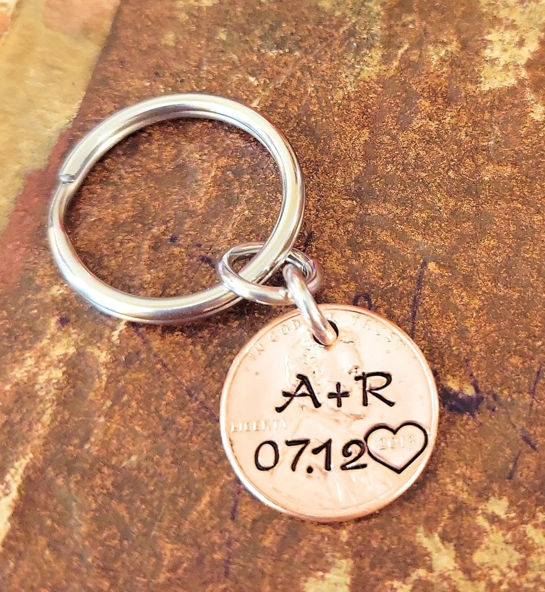 Tucker's Trinkets And Treasures Personalized Anniversary Year Penny Key Chain, Anniversary Date, Name, Initials, Personalized - Image 2