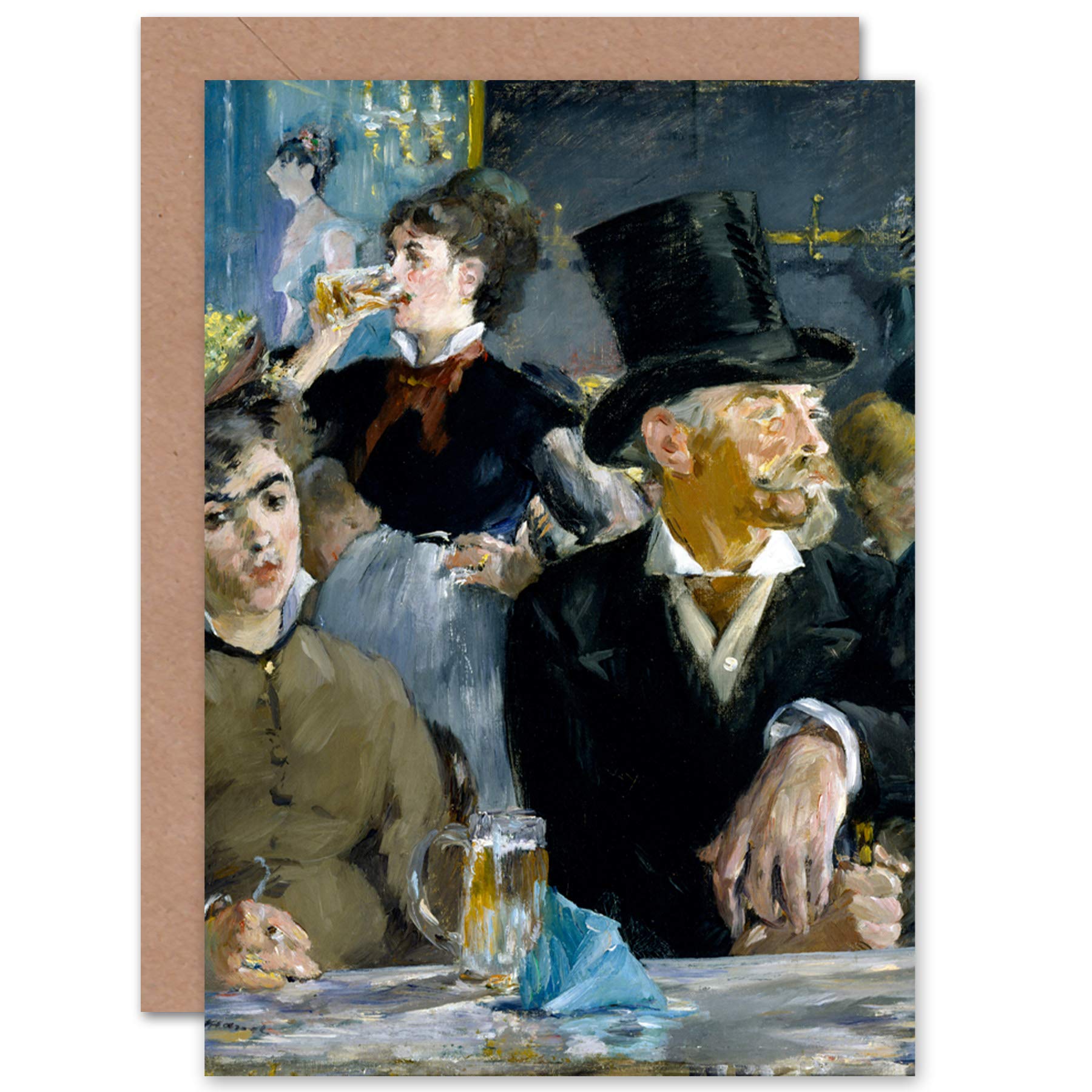 Artery8 At The Cafe Edouard Manet Fine Art Greeting Card Plus Envelope Blank Inside