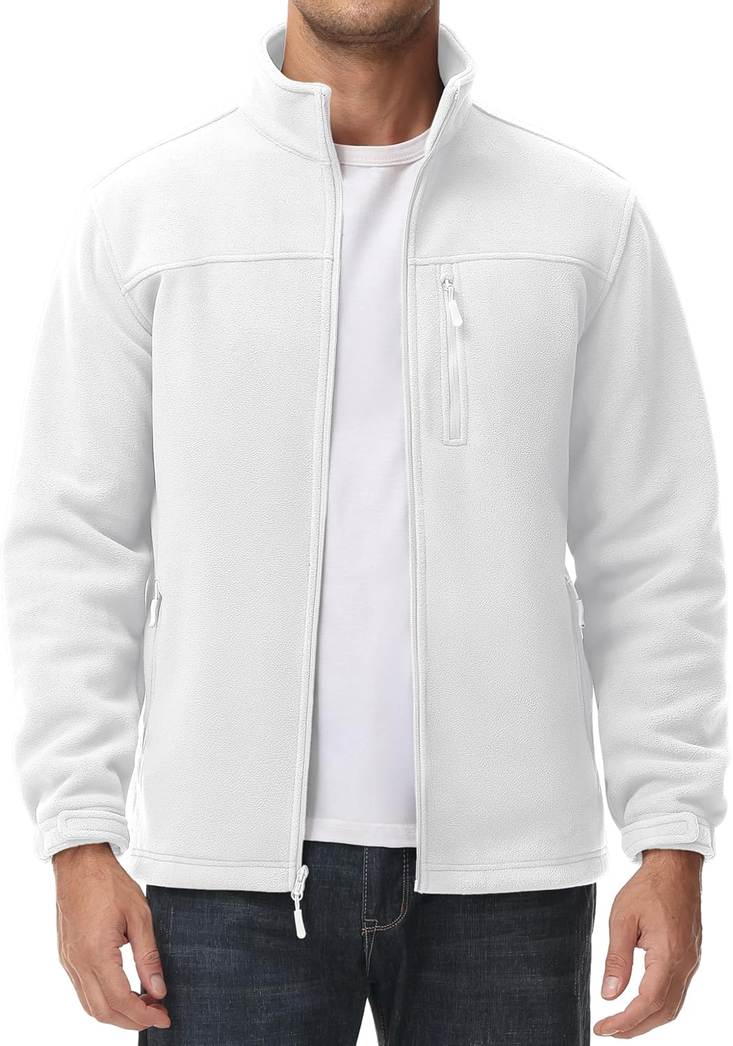 MAGCOMSEN Men's Winter Zip Up Polar Fleece Jacket Athletic Tactical Hiking Outdoor Jackets with 3 Pockets - Image 2