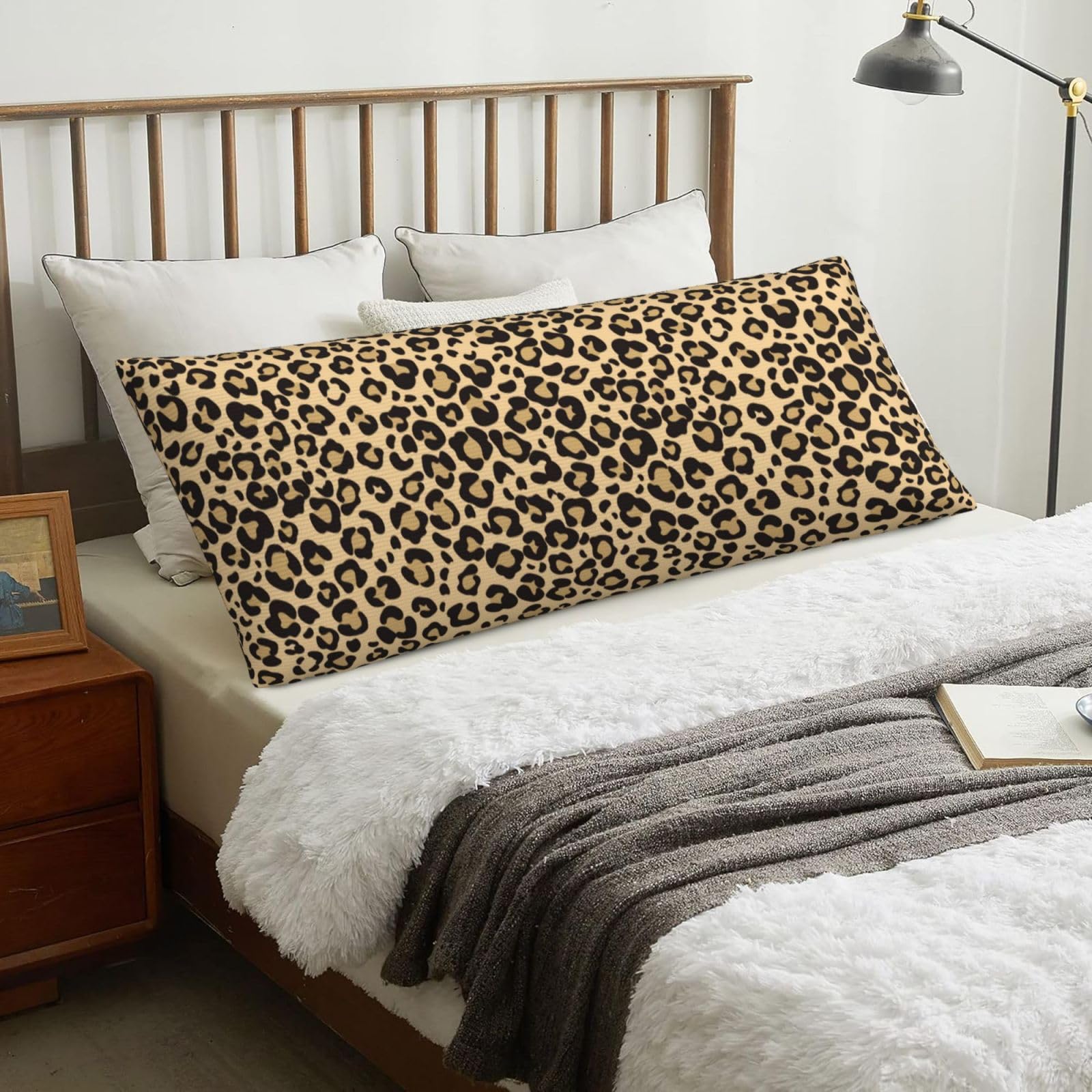 Leopard Skin Cheetah Jaguar, Body Pillow Cover with Zipper,Long Body Pillowcase 20 x 60 in