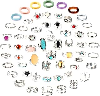 66pcs Gold Silver Knuckle Rings for Women Stackable Mid Finger Joint Ring Set Retro Vintage Boho Rings Aesthetic Stacking Crystal Goth Rings Bulk