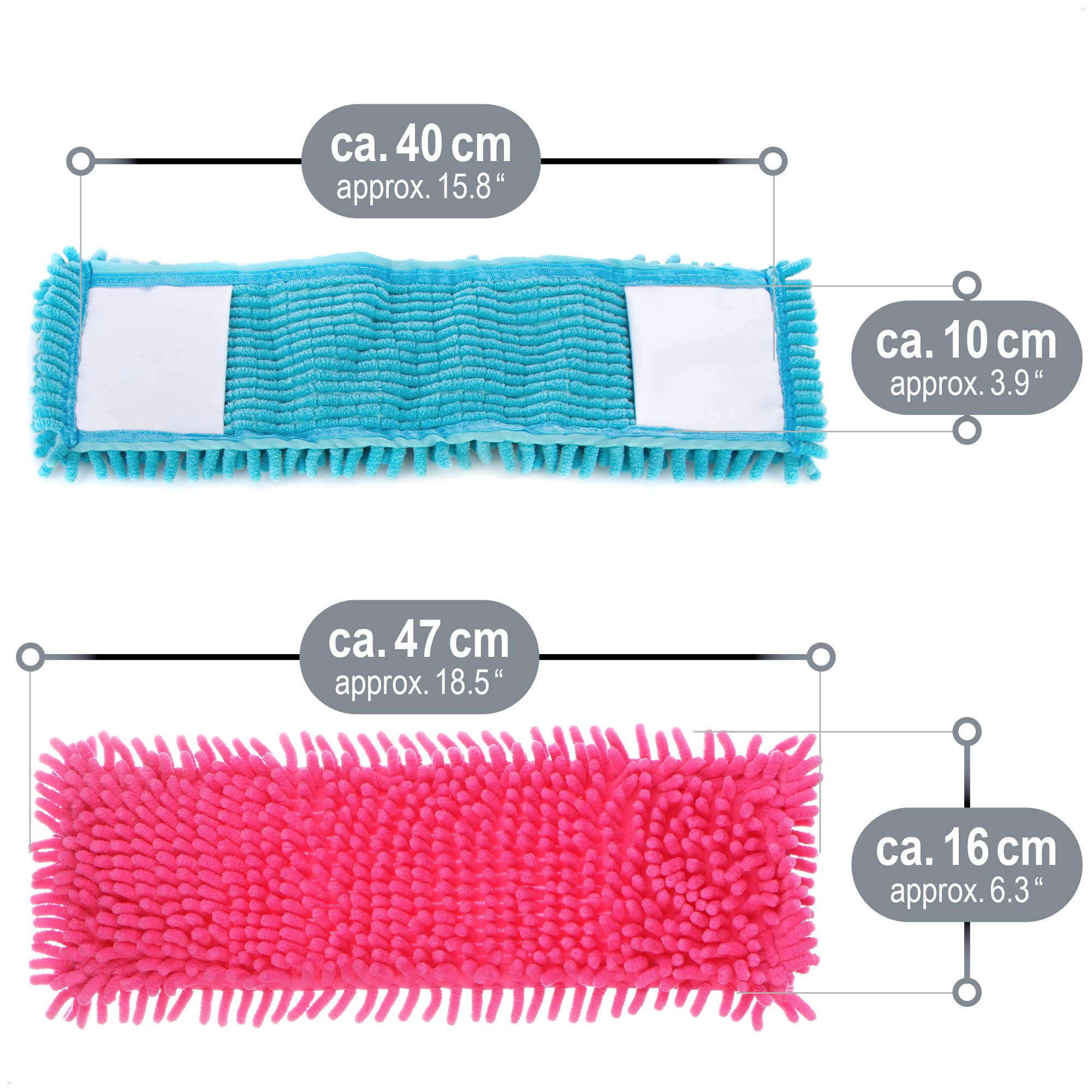 COM-FOUR® 4x wymienna nakladka na wycieraczki do podlóg - nakladka na wycieraczke wykonana z szenilowej mikrofibry do dokladnego czyszczenia przestrzeni (04 sztuki - niebieski/rózowy/zólty/zielony)