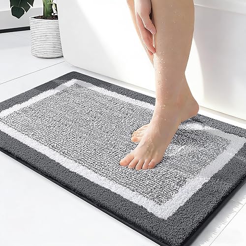 Miniatura 80 de OLANLY - Alfombras de baño de 30x20, tapete de baño extra suave y absorbente de microfibra, antideslizante, lavable a máquina, secado rápido, Azul