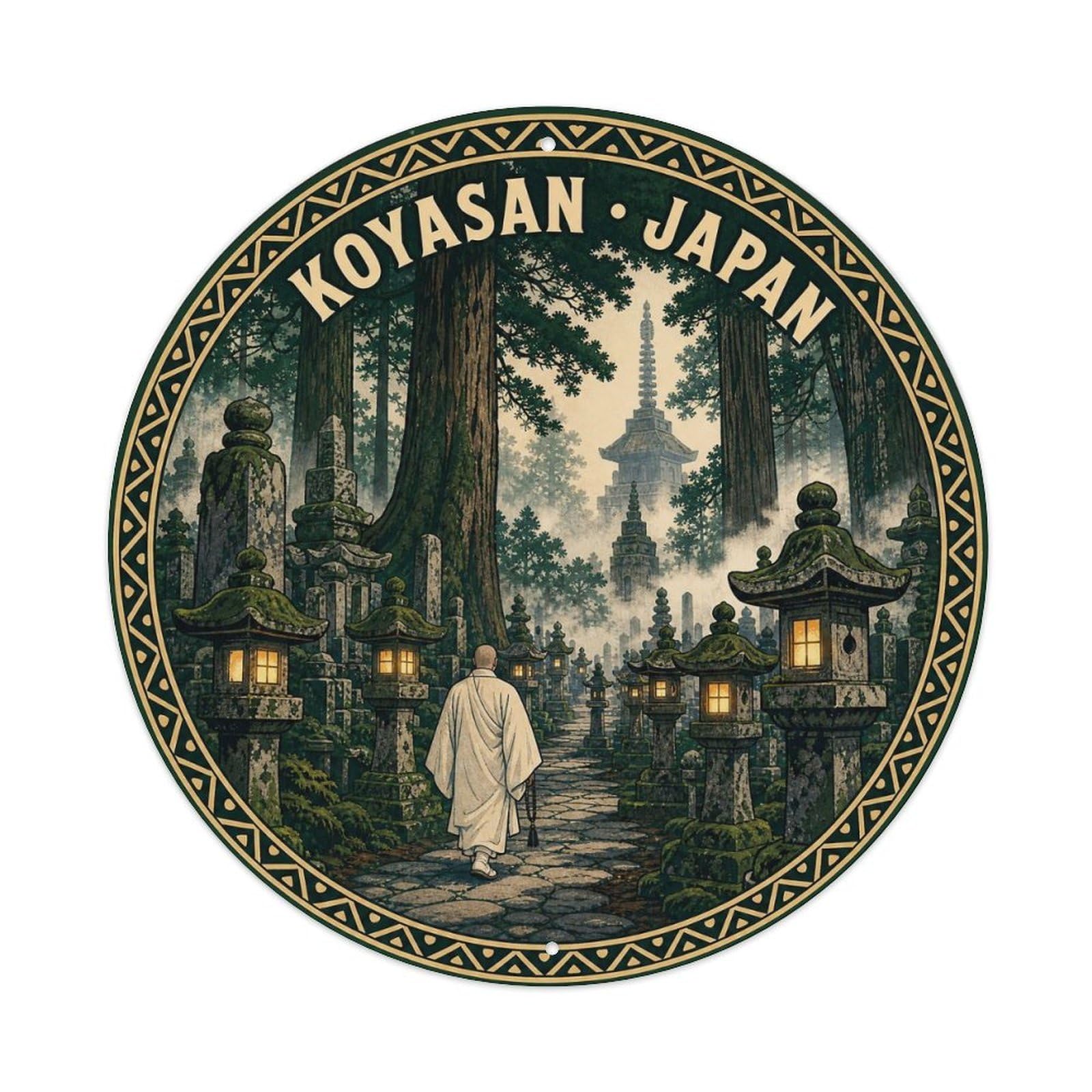 Olhnbad Style Wakayama Koyasan Temple Morning Japanese Heritage Metal Tin Sign