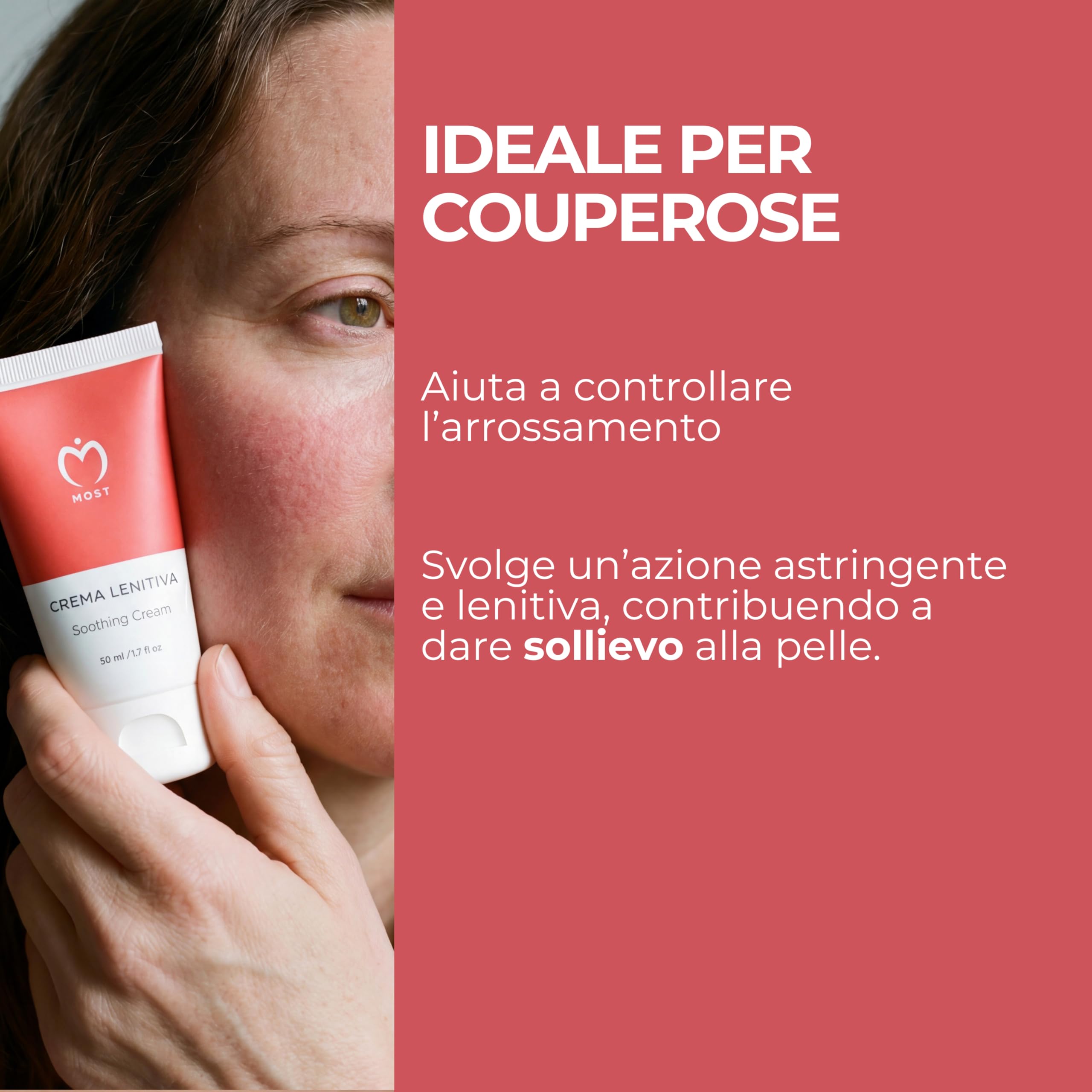MOST Crema Lenitiva Viso e Corpo 50ml Ossido di Zinco per Pelle Sensibile e Atopica