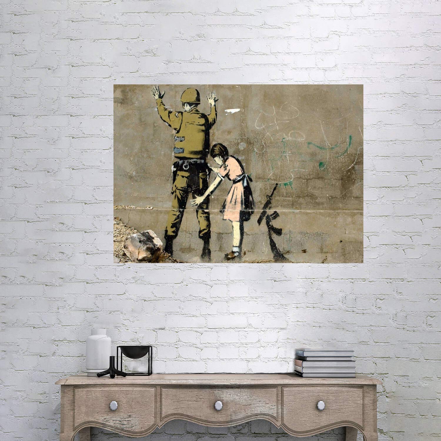 Amazon.com: ZENDA Banksy Graffiti Girl Frisking Soldier Wall Art