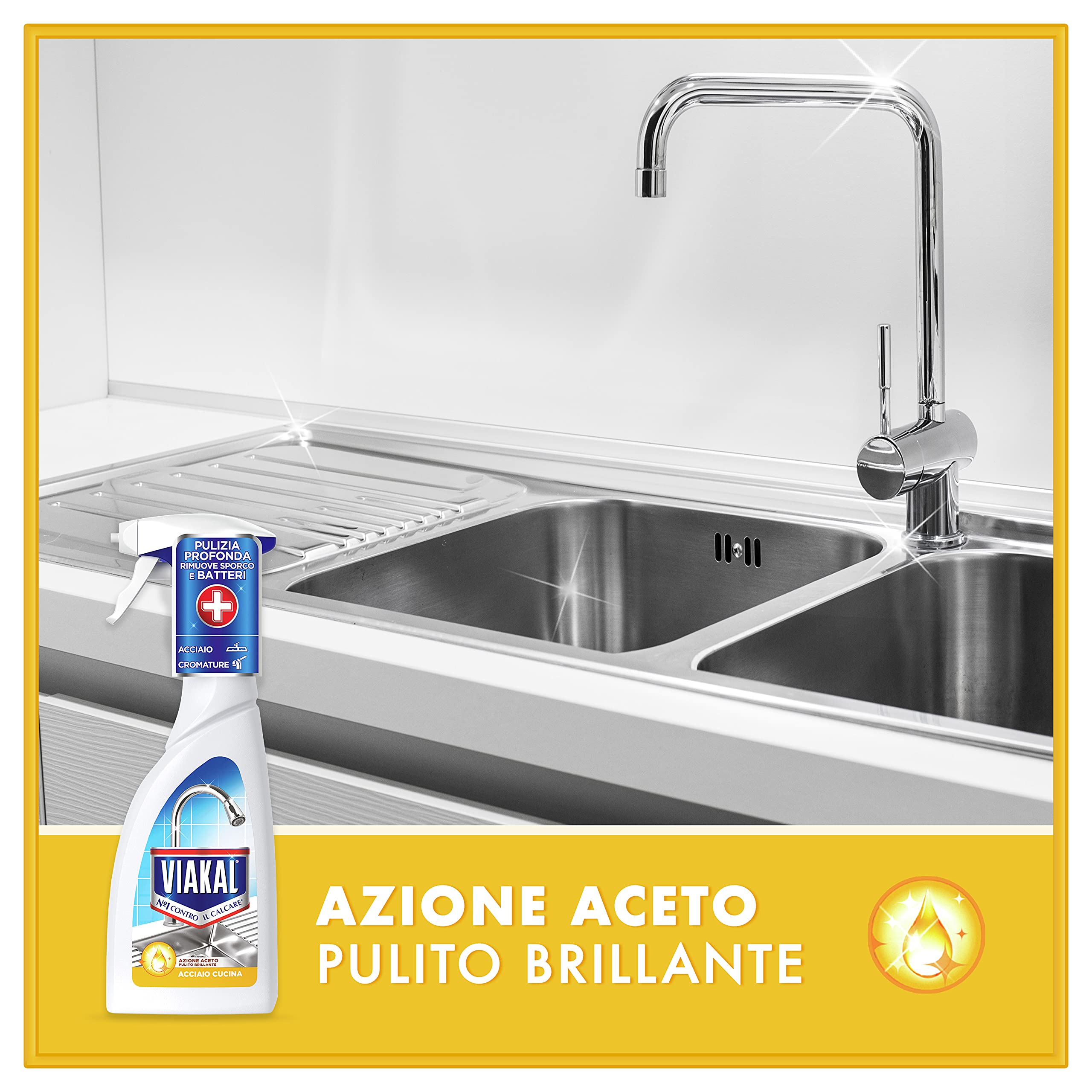 Viakal Anticalcare Detersivo Spray per Cucina, 10 Confezioni (10 x 515 ml), Adatto per Acciaio, Rimuove Sporco e Batteri, Azione Totale Sul Calcare, Brillantezza Duratura, Maxi Formato