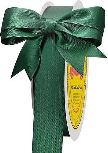 Miniatura 930 de Cinta de satén verde esmeralda de doble cara de 1-1/2 pulgadas x 50 yardas, cinta de poliéster verde esmeralda para envolver regalos, muy adecuada