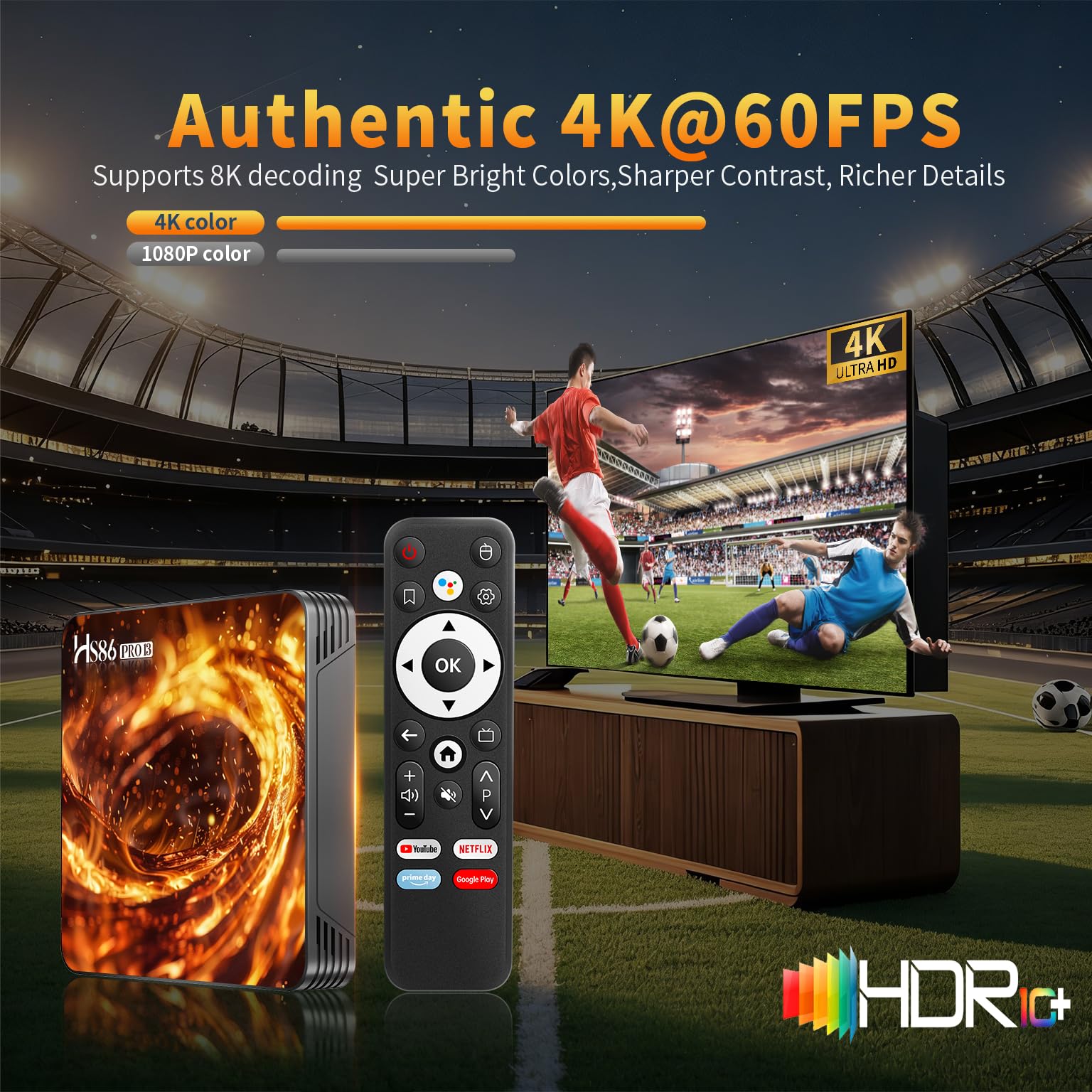 Android 14.0 TV Box 4K@60FPS Android Box 4G RAM 32G ROM RK3528 HD 8K UHD Smart TV Box Multimediale in Streaming Player 2,4 GHz 5,0GHz Doppio WiFi6 HDR10 BT5 10/100M LAN Enternet Telecomando Bluetooth