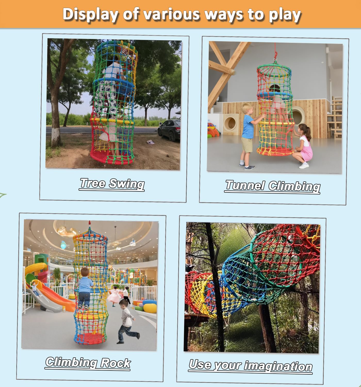 BERADNET Climbing Rope Ladder for Kids Hanging Climbing Net Tree Swing for Children Balance and Coordination Training for Backyard Tree - Image 2