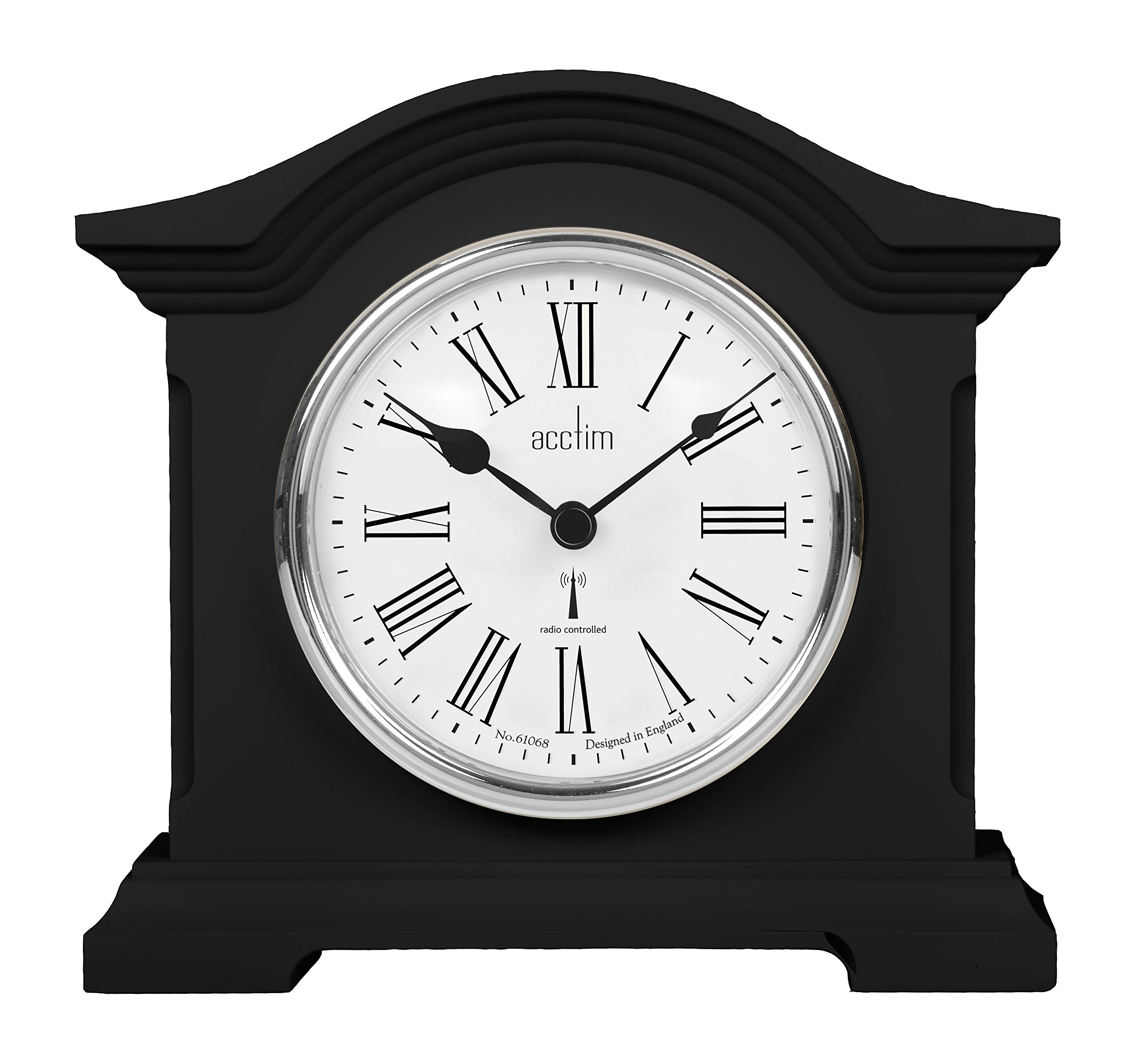 Black Quartz Battery Radio Controlled Mantle Mantel Clock - Chesterfield 77163