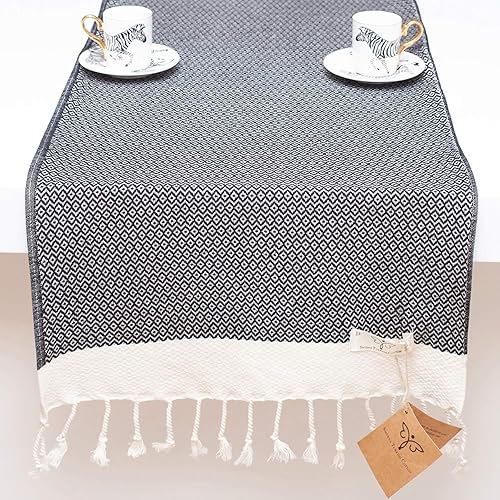 SMYRNA TURKISH COTTON - Camino de mesa turco original de la serie vintage  100% algodón, 15 x 48 pulgadas  Camino de mesa vintage de granja para