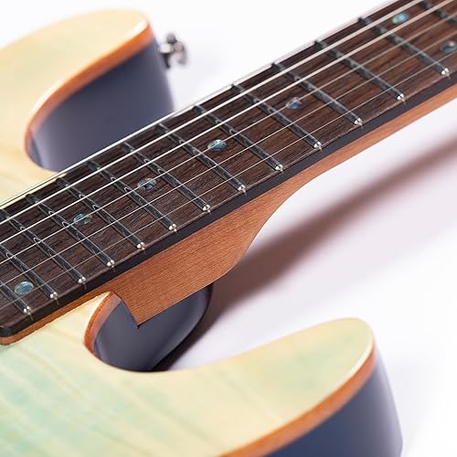 Miniatura 8 de Volgoa VSR-1 - Guitarra eléctrica con cuerpo sólido de caoba cuello de arce tostado y diapasón HPL de 6 cuerdas chapa sintética