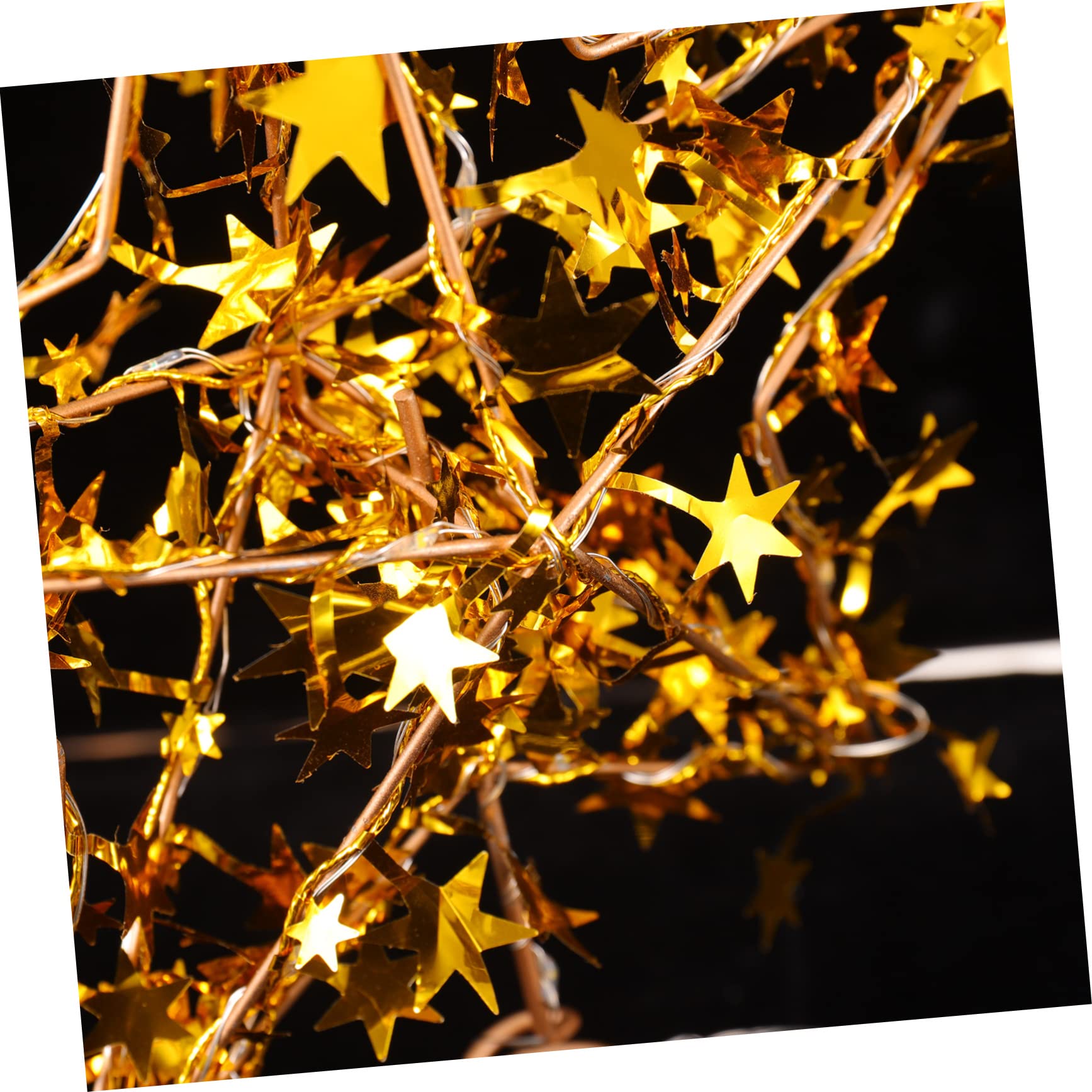 MAGICLULU 4 Piezas Estrella de la Copa del árbol Puerta Dorado Oro Ornamento Guirnalda Christmas Tree Xmas Tree decoración Topper de árbol con luz LED Adorno de Estrella Planchar Golden