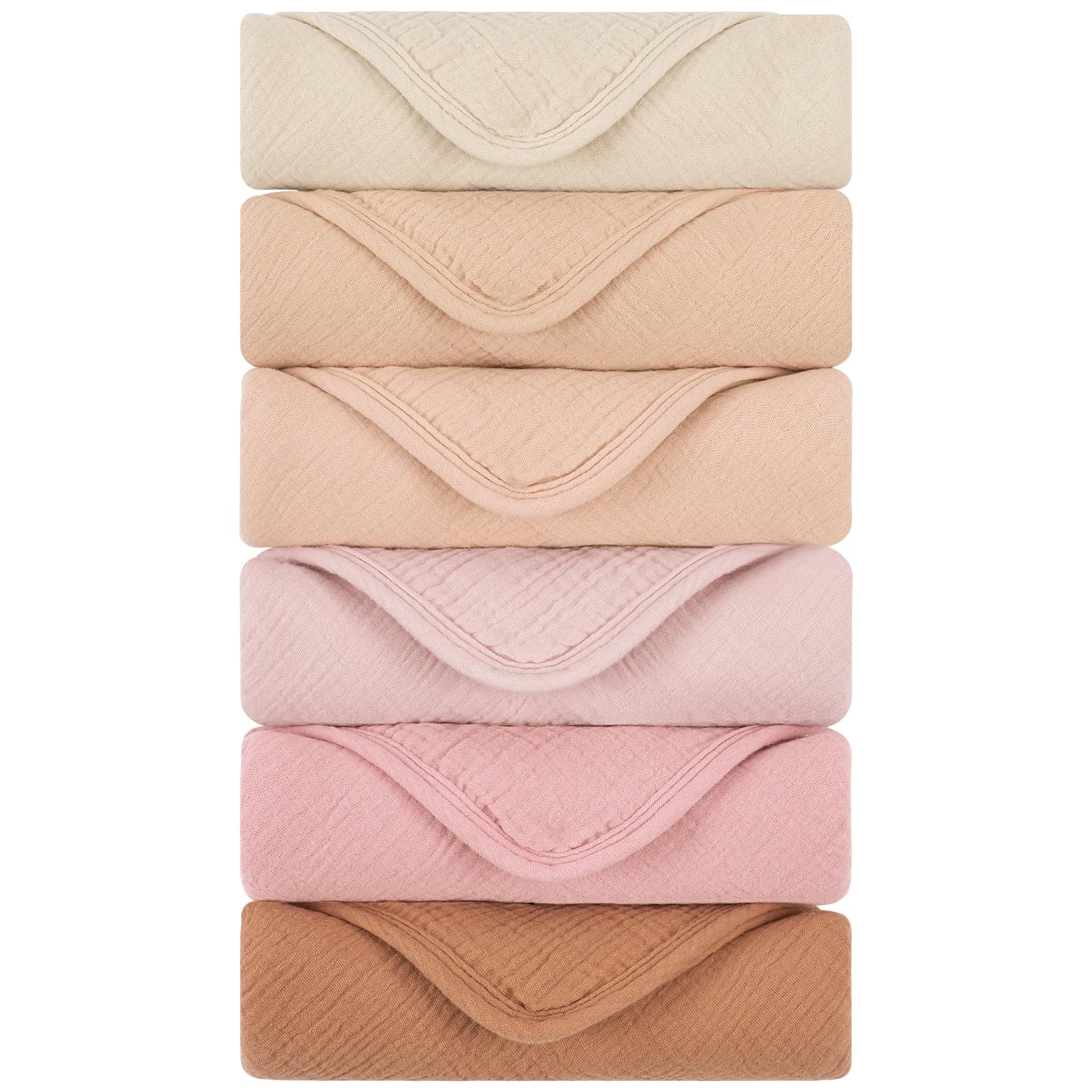 Yukkidds Muslin Cloths for Baby Burp Cloths for Newborn 100% Cotton Soft & Breathable Muslin Squares 6 Pack Baby Essentials for Boys Girls 50x25cm Pink&Khaki