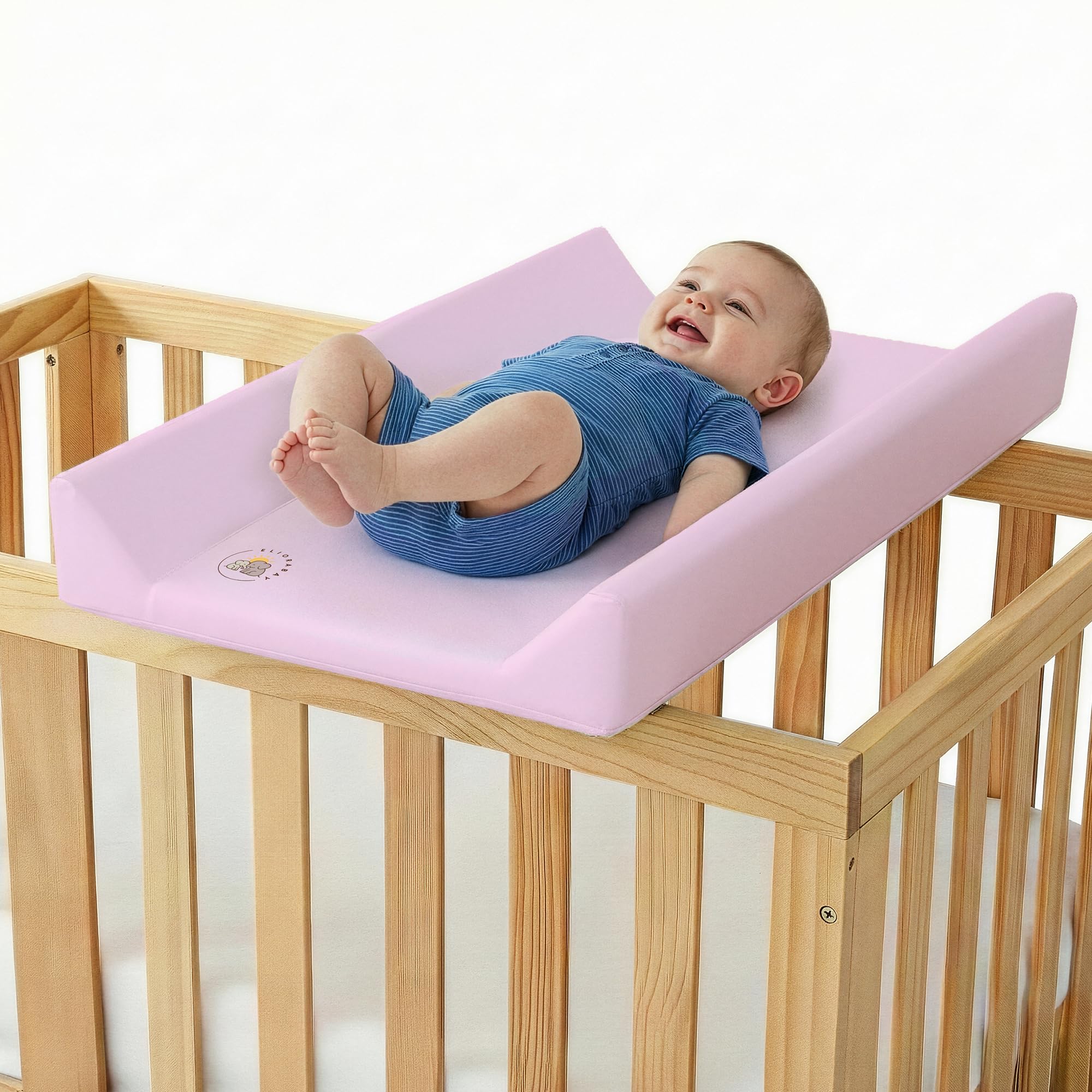 Wickelauflage Wickelplatte Wickeltisch Wickelbrett Wickelkommode 80×50×10 cm – robust, weich gepolstert & pflegeleicht – für Babybett, Kommode & unterwegs (rosa)