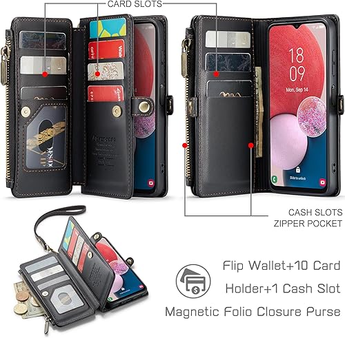 Miniatura 3 de Defencase Funda para Galaxy A32 5G, bloqueo RFID para Samsung Galaxy A32 5G, cartera para mujeres y hombres con tarjetero, cierre magnético, funda