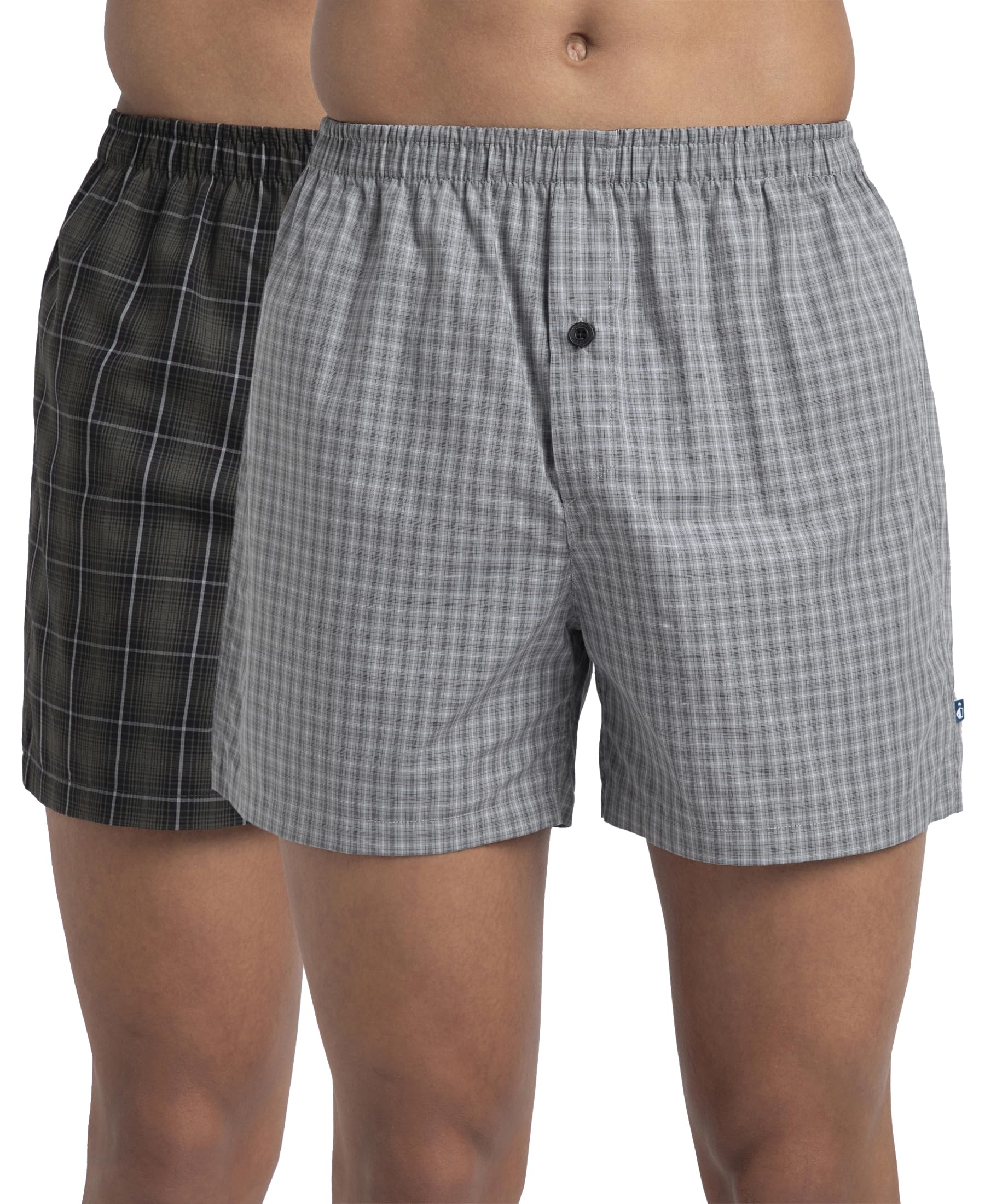 jockey 8222 Men's Super Combed Mercerized Cotton Woven Checkered Inner Boxers with Ultrasoft and Durable Inner Waistband (Pack of 2)_Grey & Green_XL-picture-47