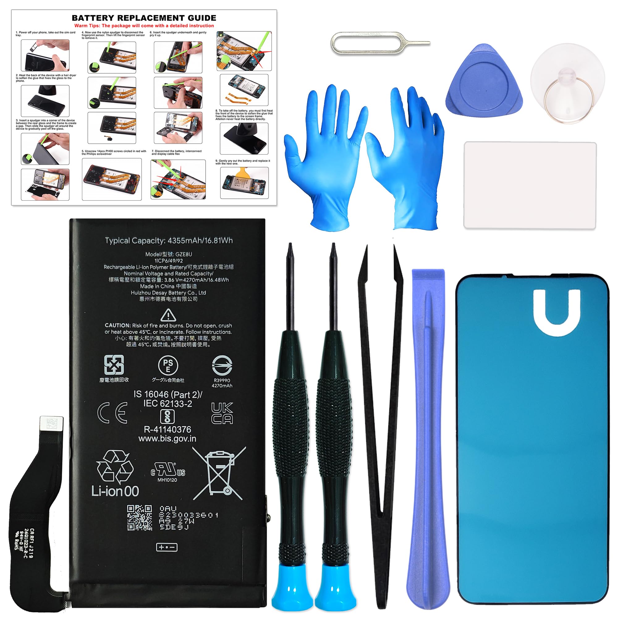 GREEN FUSION New Upgraded Replacement Battery Compatible with Pixel 7, with Instruction & Repair Toolkit