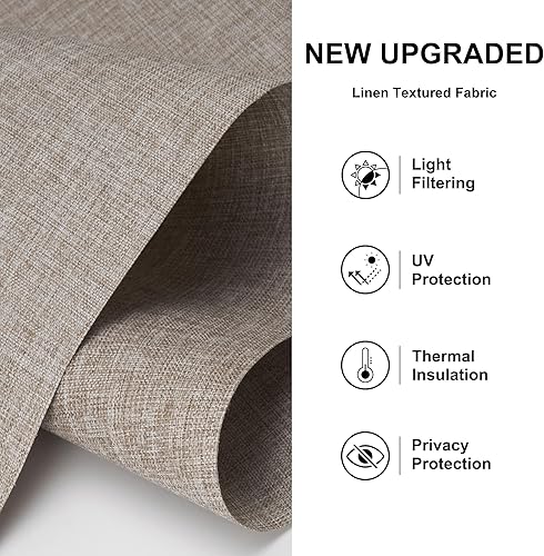 Miniatura 5 de BERISSA Persianas enrollables con filtro de luz para ventanas, persianas enrollables sin cordón con cenefa de tela de lino, persianas extraíbles con