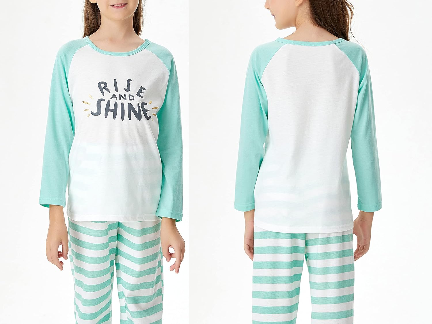 Cozchique Pajamas for Girls - Pink Wave Striped Long Sleeve PJ Set Ultra Soft Jammies Size 6-18 - Image 2