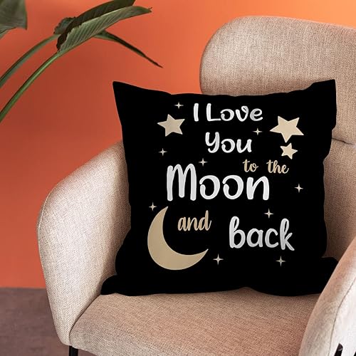 Miniatura 2 de Funda de almohada suave con texto en inglés "I Love You to The Moon and Back", funda de almohada decorativa para el día de San Valentín, decoración