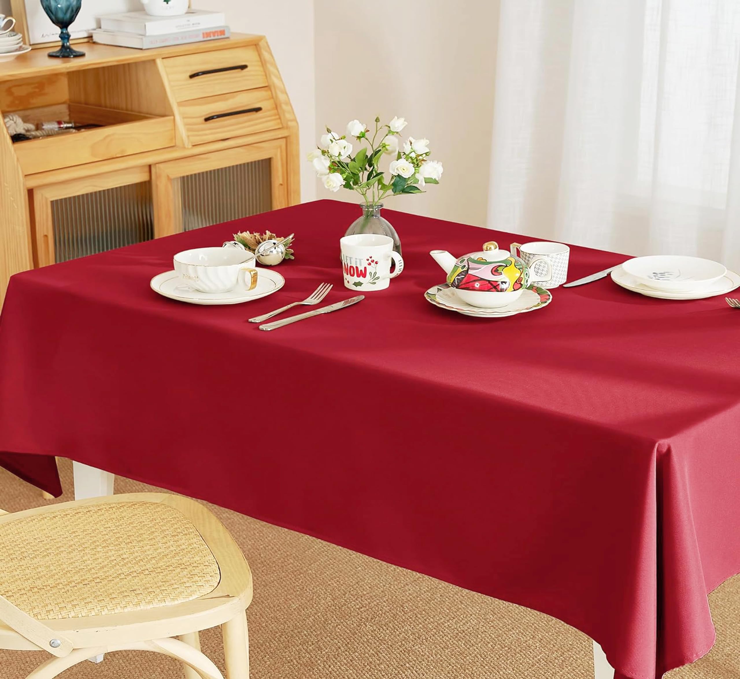 GREEN DECOR Waterproof & Dustproof Polyester Table Cloth Cover Used for Kitchen Dining, Center Table,Buffet Table, Holiday Party, Dinner, Wedding, Outdoor and Indoor(Red 55X72 Inch) Piece of 1 (B0CS6LBNKQ) Amazon Price History, Amazon Price Tracker