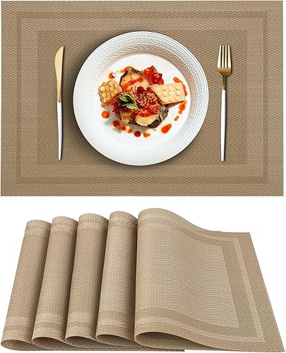 Miniatura 18 de DSJIFGEW - Manteles individuales para cocina, comedor, resistentes al calor, antideslizantes, a las manchas, lavables, de PVC, fáciles de limpiar