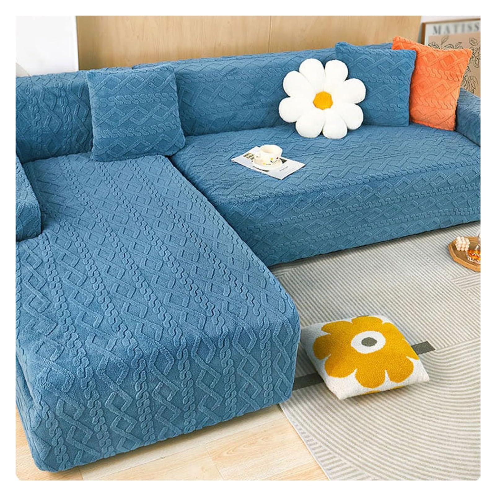 Housse de canapé lavable et antidérapante en velours épais extensible
