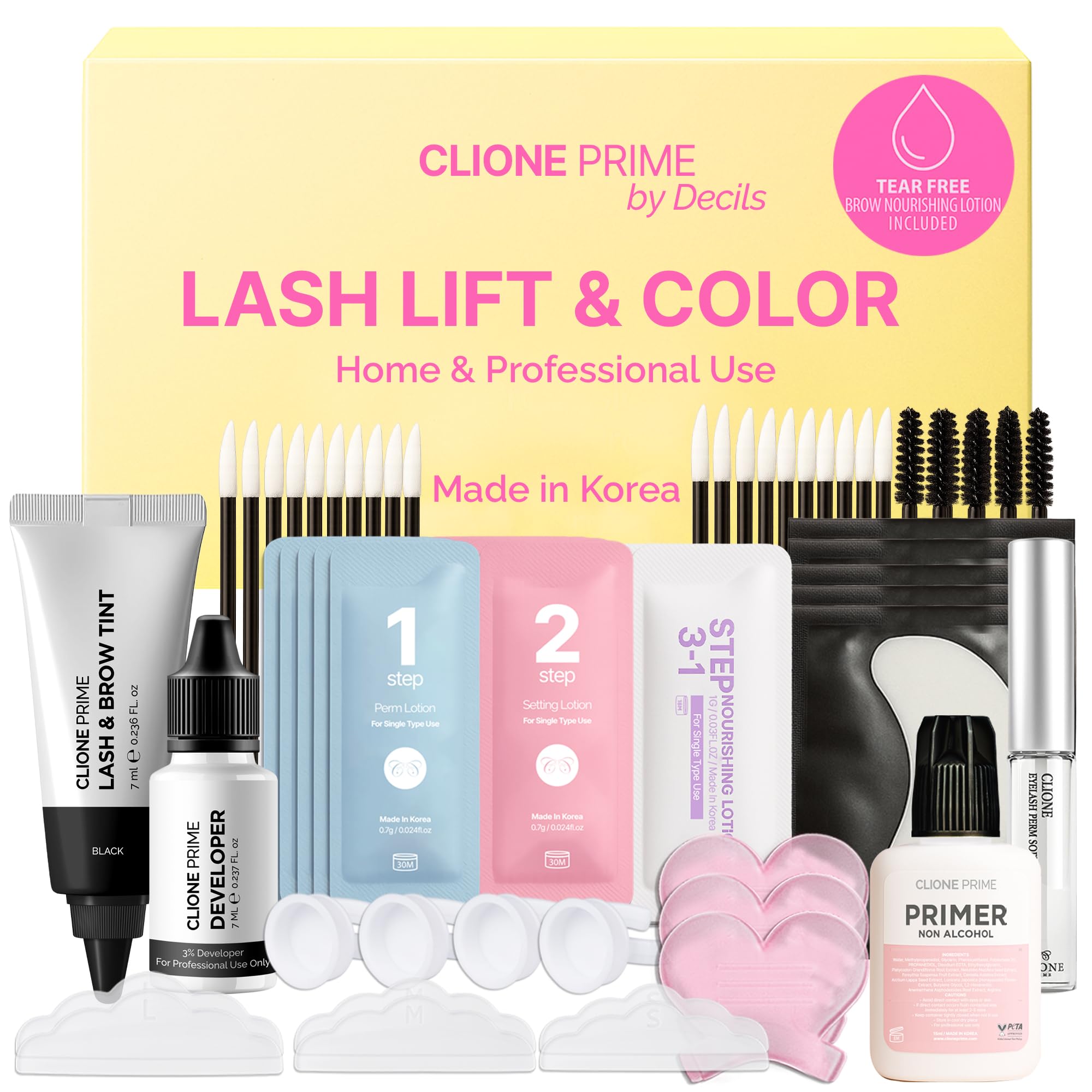 Korean At Home Lash Lift and Color Kit Temporary Eyelash Eyebrow Color Black Naturally Fades Within 1-2 Weeks