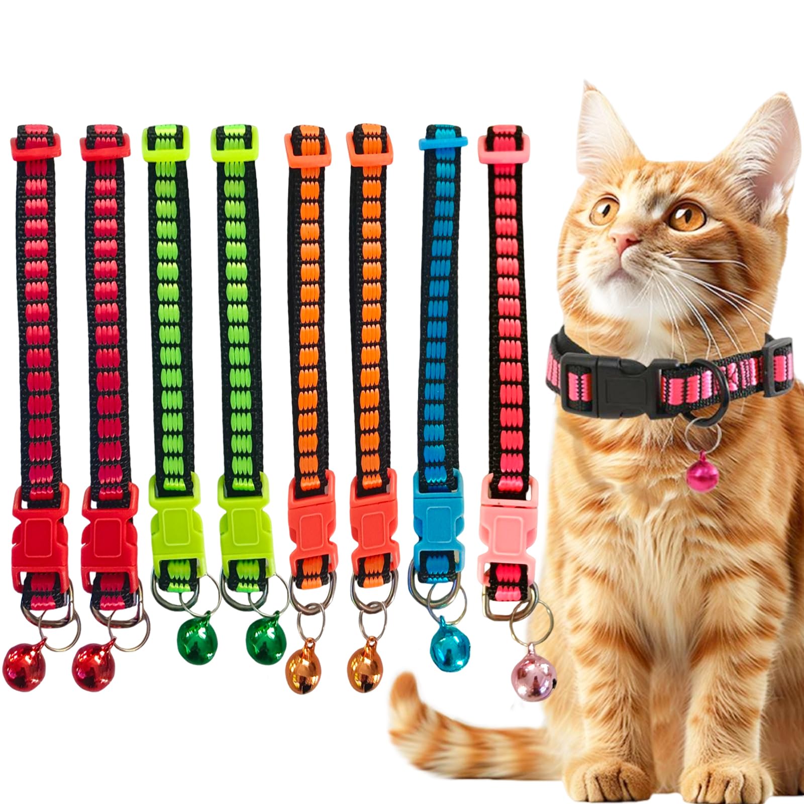 10 PCS Cat Collars Quick Release Safety Collar Adjustable Kitten Collar Breakaway Safe Safety Collars Durable & Stylish Includes Bell for Sound Multicolor for Kitty Puppy Small Dogs Fit