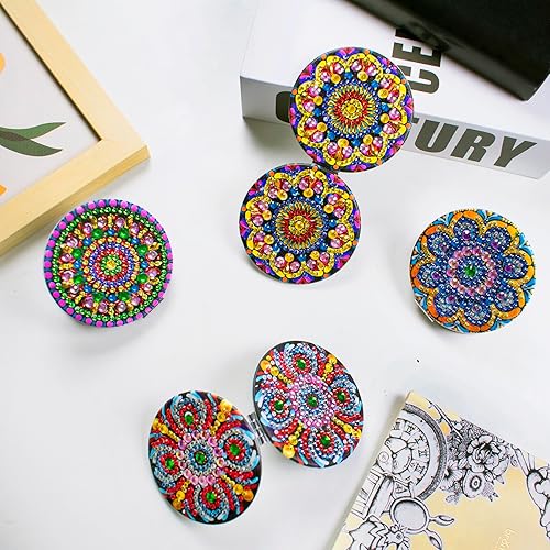 Miniatura 6 de Kit de espejo de pintura de diamante de 4 piezas, kit de cristal de pintura de puntos con diseño de aumento portátil plegable para adultos y niños,