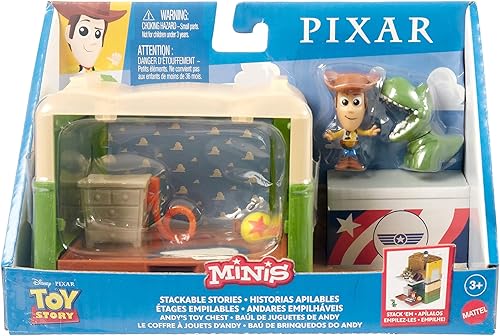 Miniatura 6 de Disney and Pixar Minis - Historias apilables Toy Story Andy's Room Toy Toy, estuche detallado de escena de película con 2 mini figuras, plataforma