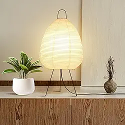 Lâmpada de papel regulável, lâmpada Akari Noguchi, lanterna de papel de arroz para cabeceira ou mesa, luminária de decoração japonesa Noguchi com ambiente quente e aconchegante para qualquer cômodo