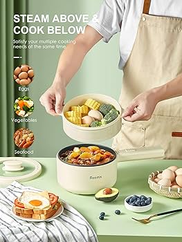 Amazon.com: Hot Pot Electric With Steamer, 1.6L Ramen Cooker