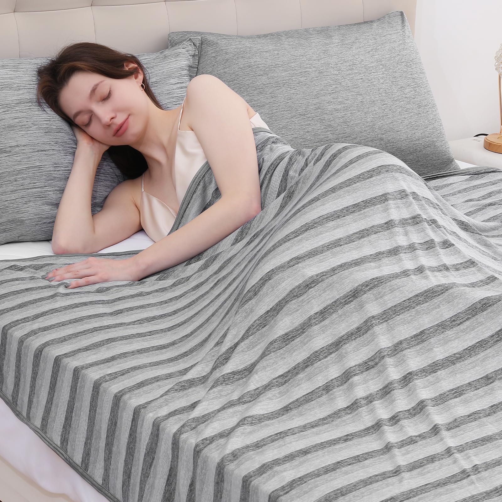 Luxear Cooling Blanket for Summer, Throw Blanket With Arc-Chill 3.0 Technology Double Side Cool For Bed, Comfort Soft Nap Blanket Breathable Adult Baby Children Pet Dog, 150 x 200 cm, Grey
