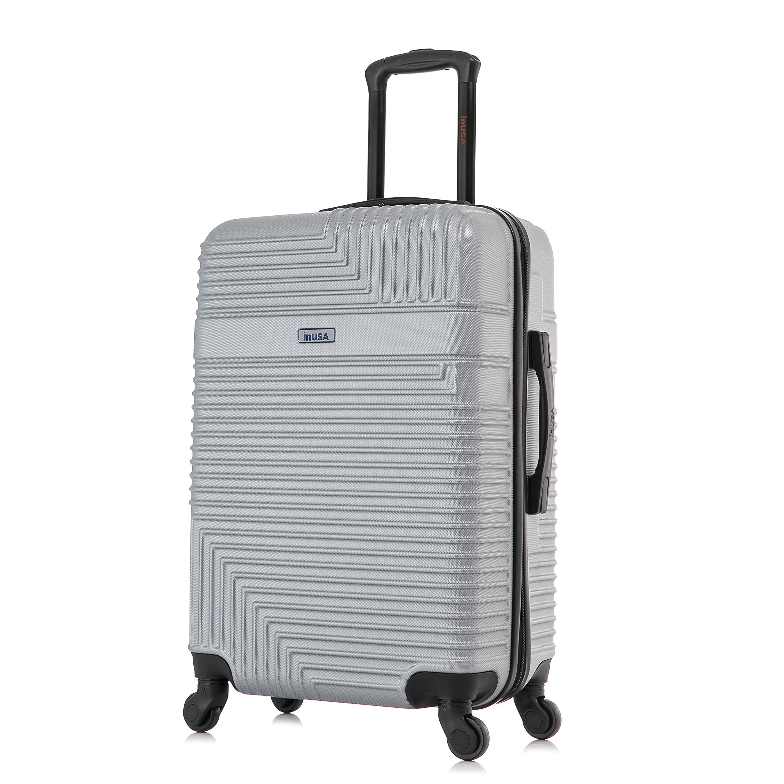 RESILIENCE Luggage with Spinner Wheels | Durable Lightweight Hardside Suitcase, Spacious Travel Bag with Handle and Trolley | 24-Inch Medium Checked Luggage | Silver