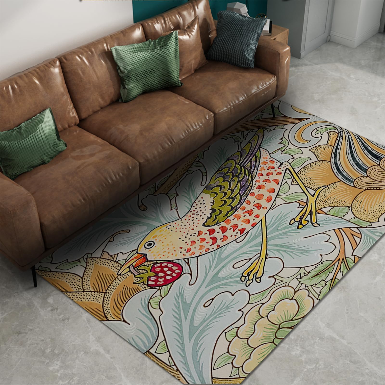Luksusowe dywaniki estetyczne 60 x 90 cm – nadruk ptasiej truskawki duży dywan do salonu nowoczesny stylowy wystrój domu dywan antypoślizgowy dywanik podkład
