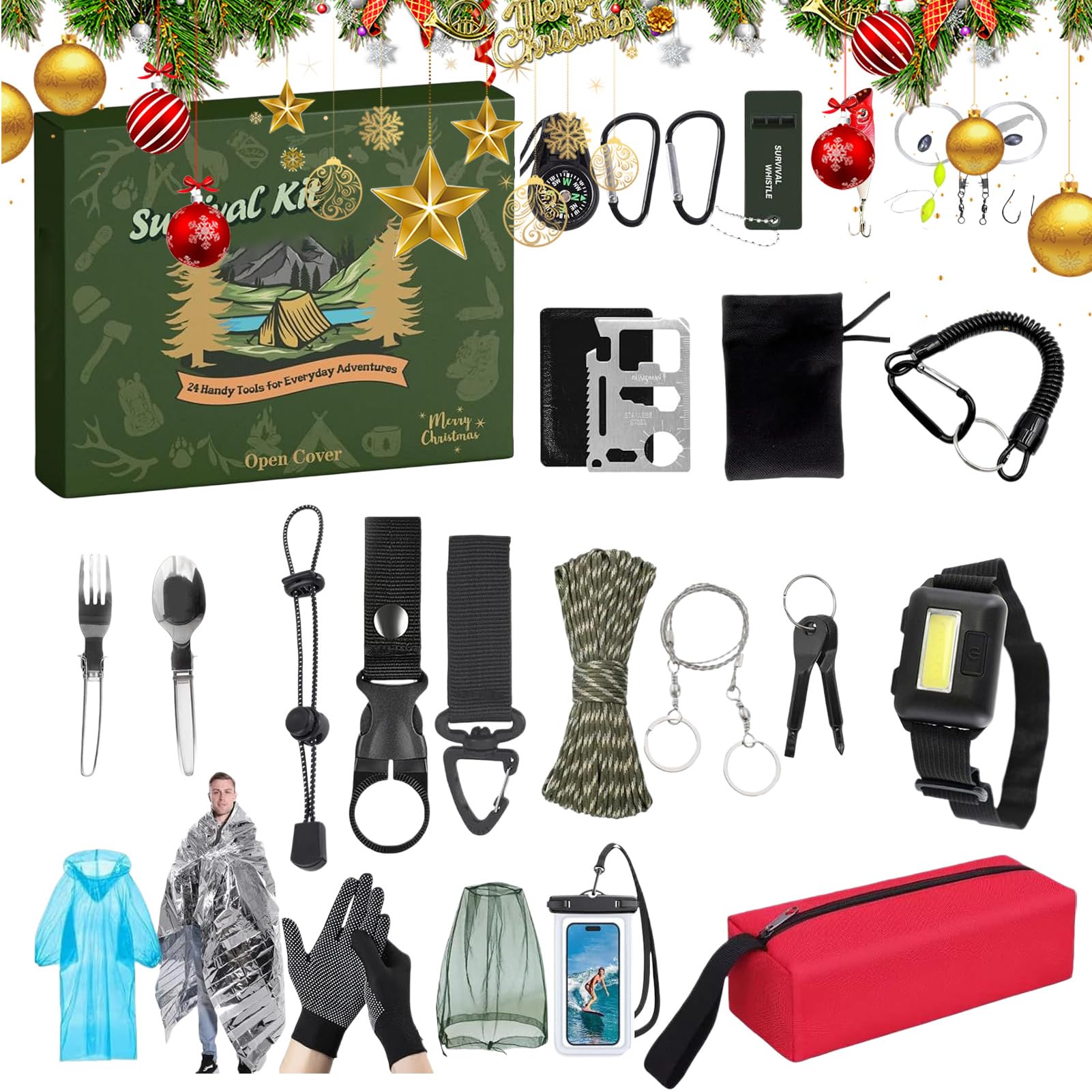 Calendrier à Rebours d'Outils de Survie Outils Survivalisme Cadeaux Festifs