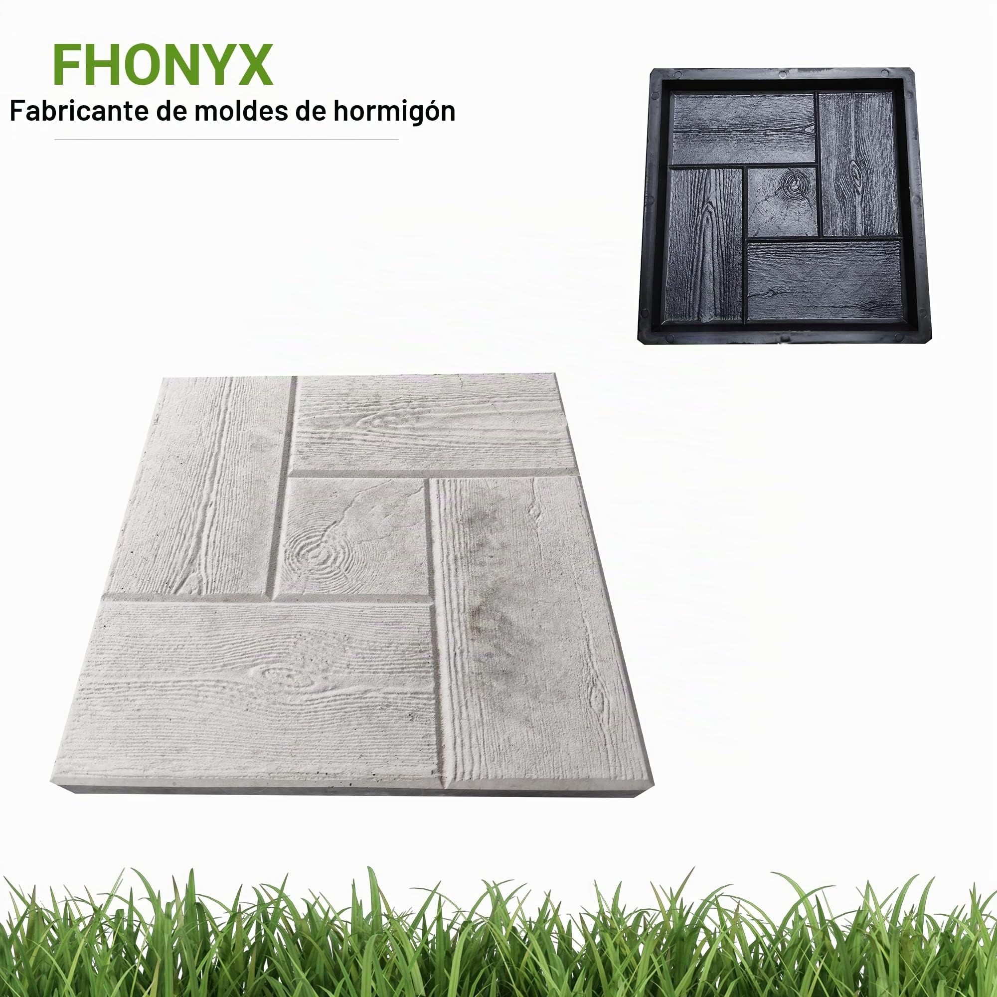 2 PCS Moldes 30x30x3cm, Losas De Pavimento, tarima, De Madera De Imitación, césped de jardín, decoración jardín, ruta, DIY, aceras, adoquines, Reutilizable, polivalente